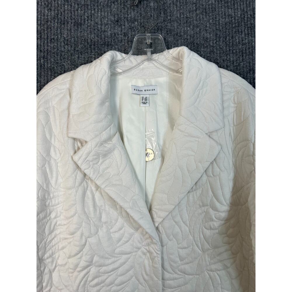 Susan Graver Jacket Womens LP Large Petite Ivory Quilted Lined Classic Minimal - Picture 3 of 13
